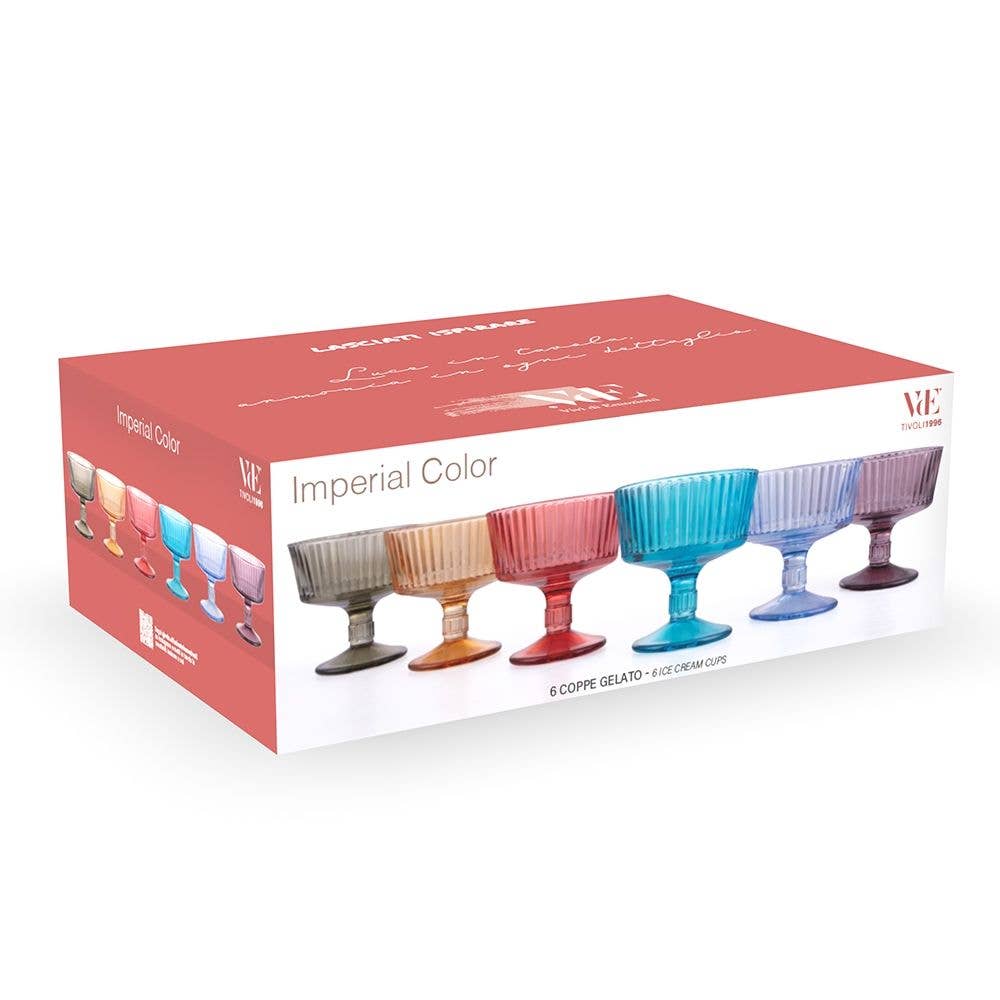 Set 6 coppe gelato 250 ml in vetro colorato, Imperial Color