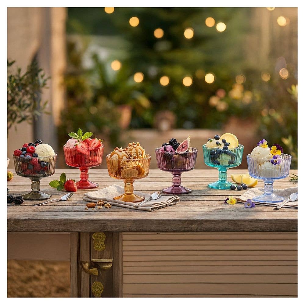 Set 6 coppe gelato 250 ml in vetro colorato, Imperial Color