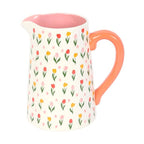 Brocca fiori in ceramica con stampa di tulipani