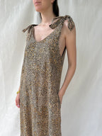 Bohemia Berry abito lungo seta leopard