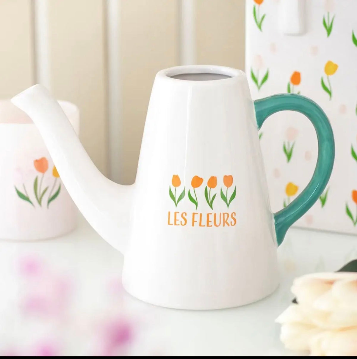 Annaffiatoio / Vaso in Ceramica tulips