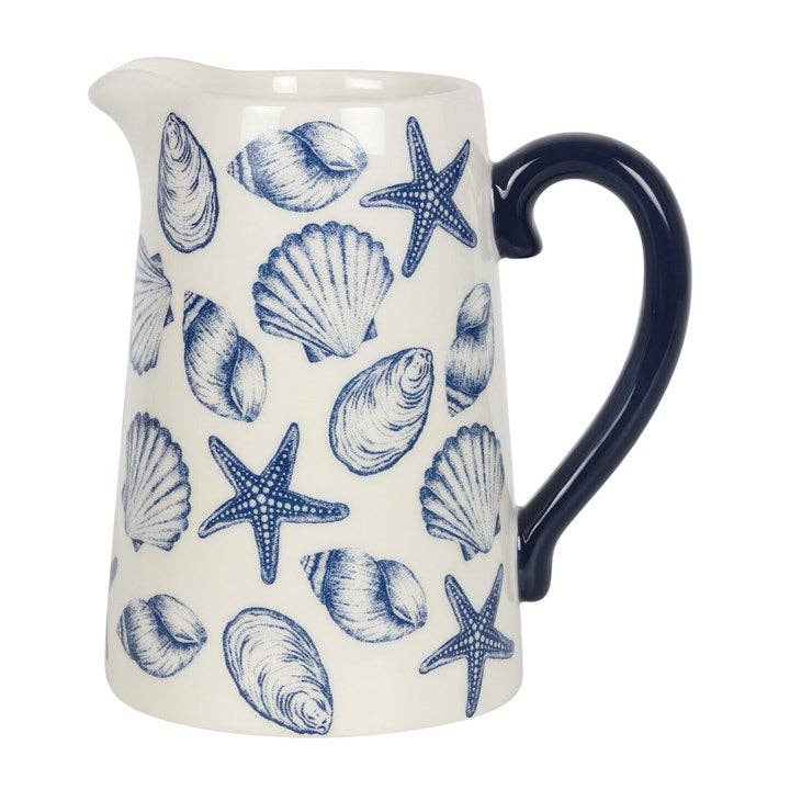 Brocca fiori in ceramica motivo conchiglia