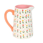 Brocca fiori in ceramica con stampa di tulipani